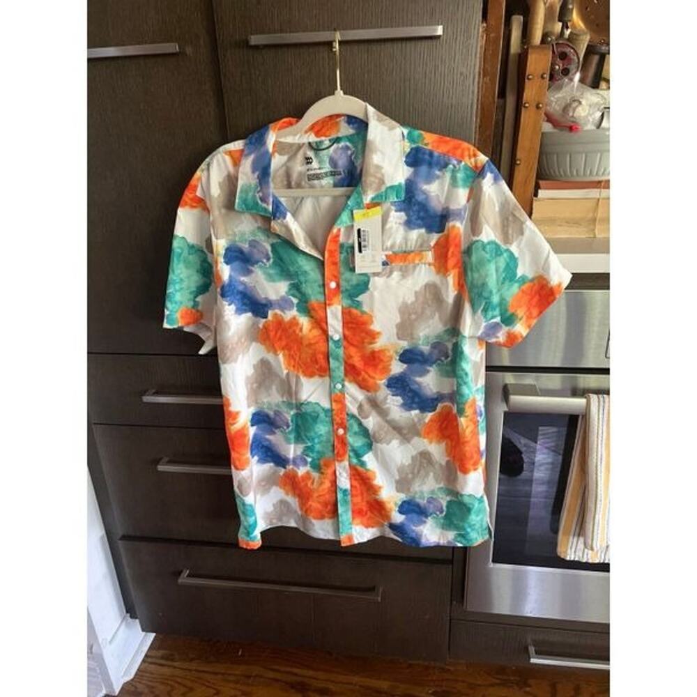 All in motion mens short sleeve‎ button up large nwt